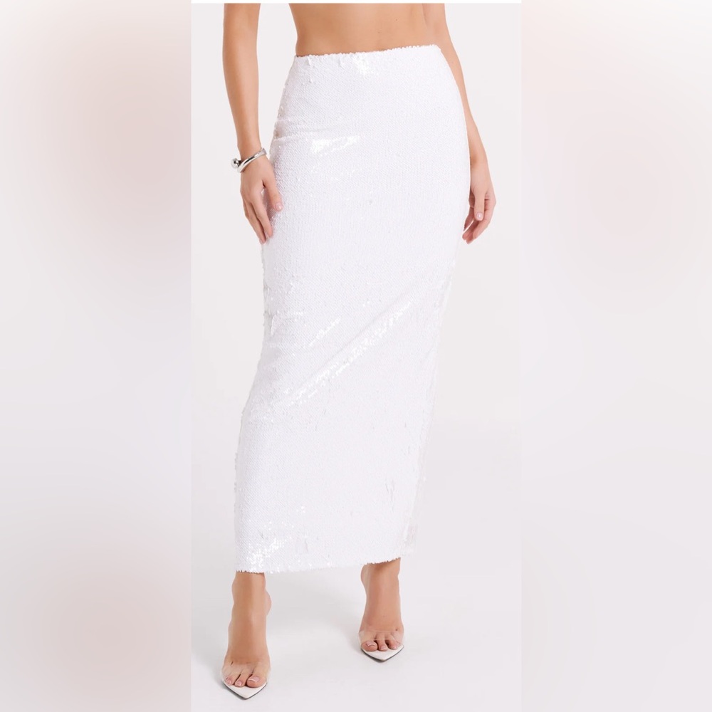 White sequin maxi skirt size Medium - worn once